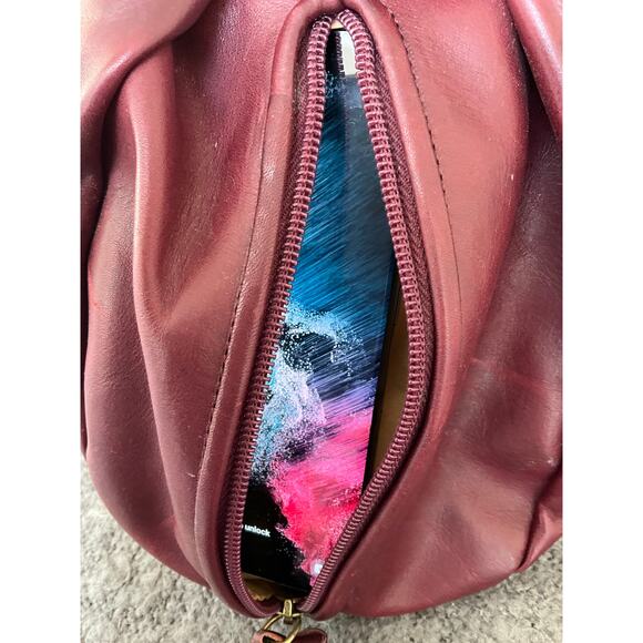 Vintage nos Made in Tuscany red leather UNIQUE purse bag - Picture 14 of 16